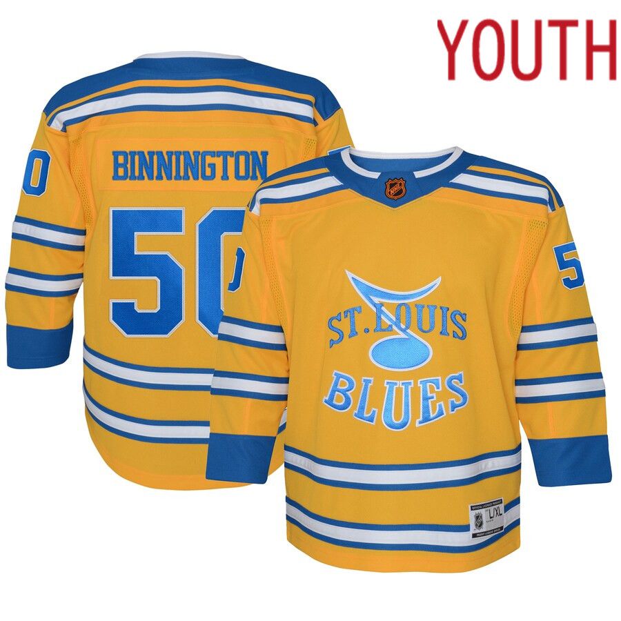 Youth St. Louis Blues 50 Jordan Binnington Yellow Special Edition Premier Player NHL Jersey